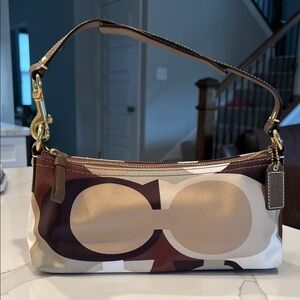 EUC Y2K Coach Scarf Print Demi Hobo Black Brown Olive Tan